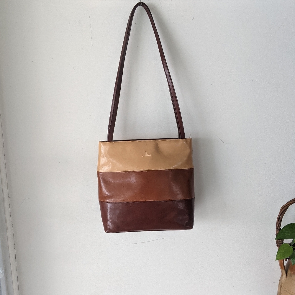 Cellini 3 Tone Italian Leather Shoulder Handbag